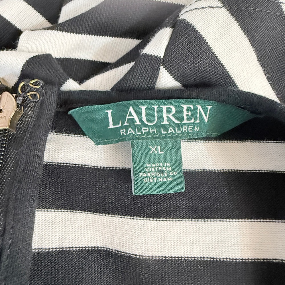 New Lauren Ralph Lauren Women Striped Maxi Dress XL Black White Stripes Ruffle - Picture 8 of 9